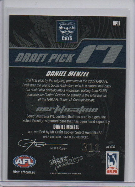 Draft Pick Signature- Daniel Menzel