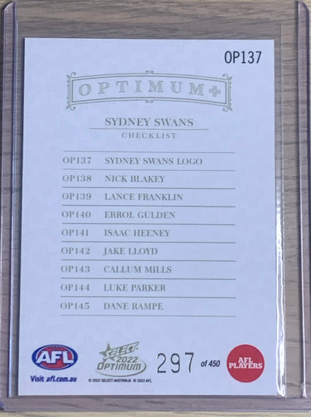 Optimum Plus Sydney Swans Checklist